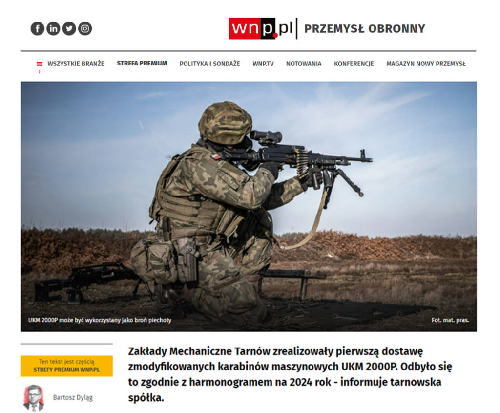 Wojsko dostało partię nowych karabinów maszynowych