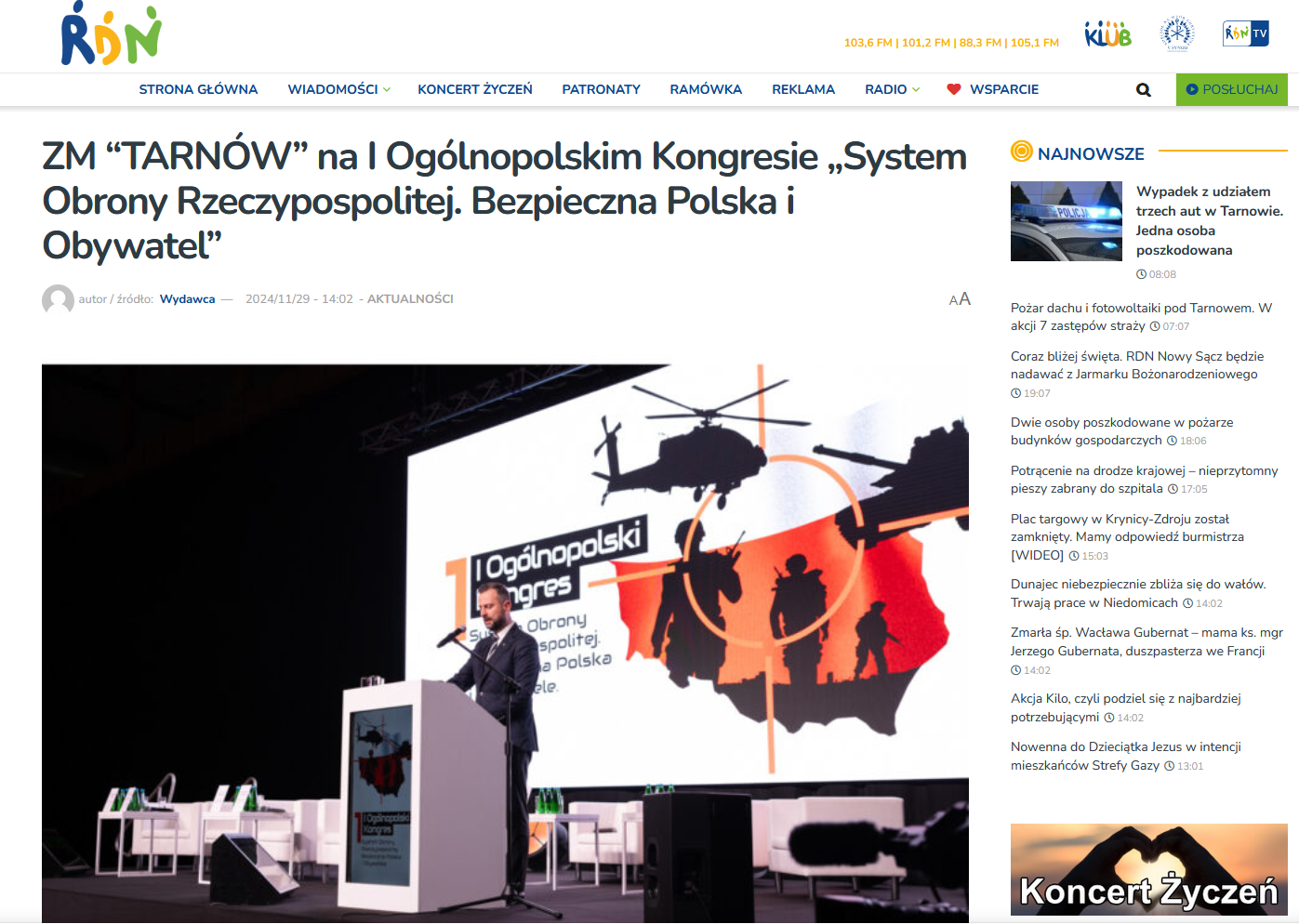 RDN o udziale ZM “TARNÓW” na I Ogólnopolskim Kongresie „System Obrony Rzeczypospolitej